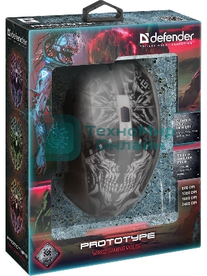 Мышь проводная Defender Prototype GM-670L черный, 2400 dpi, USB, кнопки - 6