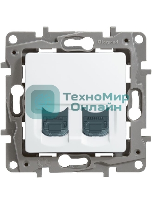 Двойная розетка RJ 45 - категория 5е - UTP - Etika - белый