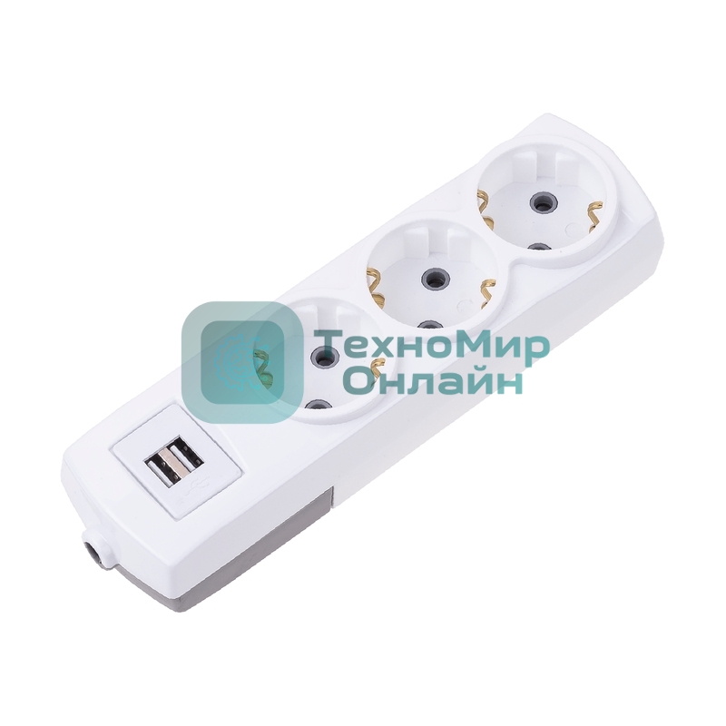 Удлинитель Rexant PREMIUM 3 гнезда, 5 м, 3х1,5 мм², с/з, 2 USB, белый