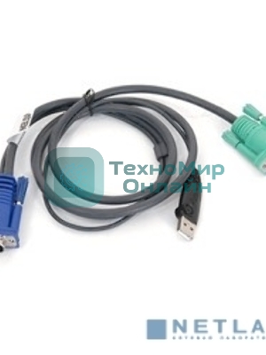 Кабель KVM ATEN 2L-5201U USB(тип А Male)+HDB15(Male) <-> SPHD15(Male) 1,2м., черный.