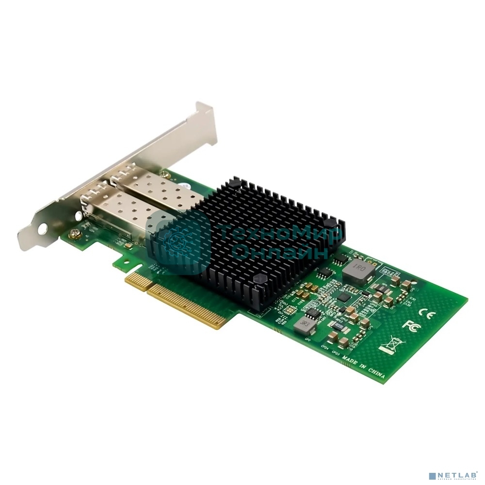 Сетевая карта ORIENT XWT-MCX3PE8 2SFP+, PCI-Ex8 v3.0 2xSFP+ 10Gbps Server NIC, Mellanox ConnectX-3 chipset, 10/1 Гбит/с, 2 планки крепления в комплекте (33296)