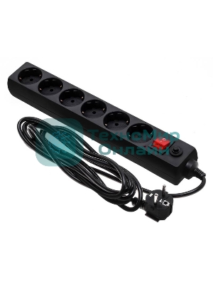 Сетевой фильтр Buro 600SH-16-3-B 3 м, 6 розеток, черный, коробка