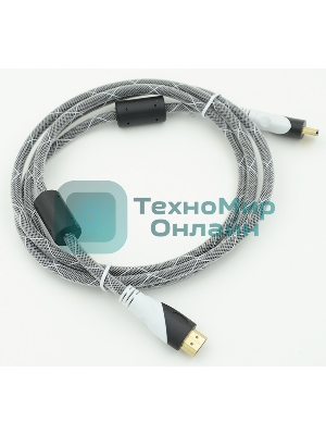 Кабель HDMI Ver.1.4 черный jack HDMI(19pin)/HDMI(19pin) 1.8м феррит.кольца позолоченные контакты