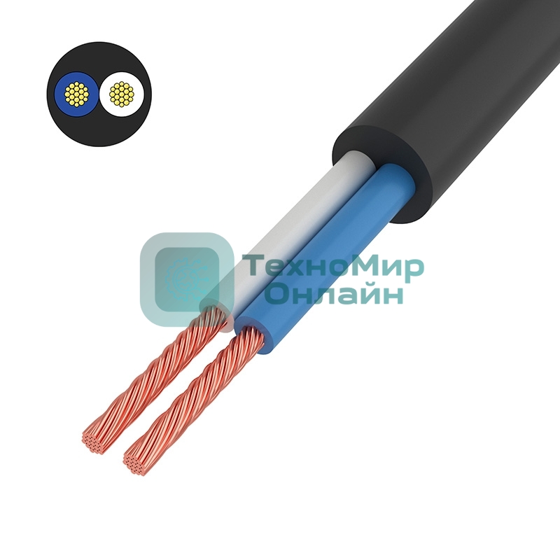 Провод соединительный ПВС Rexant 2x0,75 мм², черный, длина 20 метров, ГОСТ 7399-97