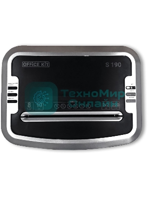 Шредер Office Kit S190 (2х2) черный (секр.P-7) фрагменты 7лист. 20лтр.