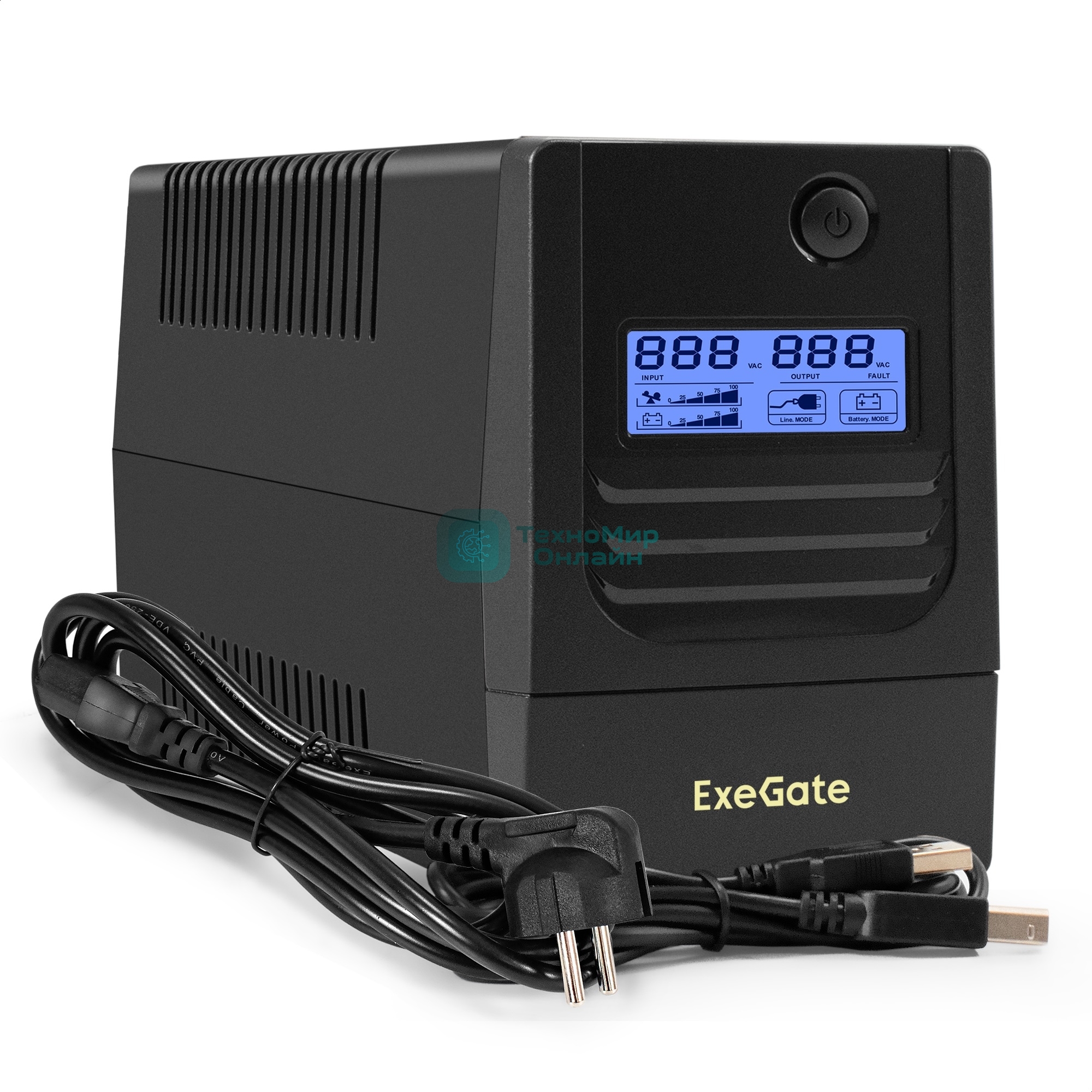 Источник бесперебойного питания ExeGate Smart LB-850.LCD.AVR.4C13.USB (850VA/510W, LCD, AVR, 4*C13, USB, батарея 12V 9Ah, черный)