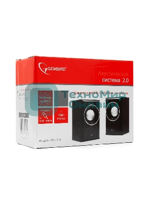 Акустическая система Gembird SPK-204, черный МДФ,2х3 Вт, регулятор громкости, USB