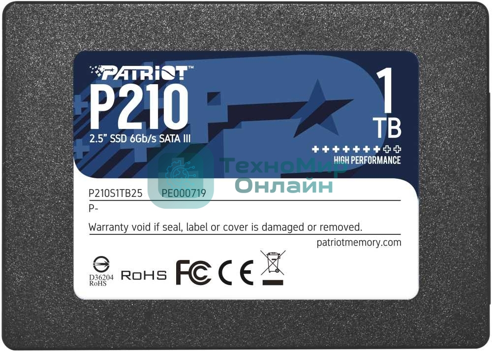 Накопитель SSD Patriot P210, 1Tb, SATA III, 2.5