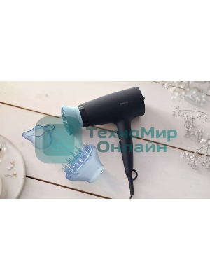 Фен Philips BHD360/20 черный/синий, 2100 Вт, ионизация
