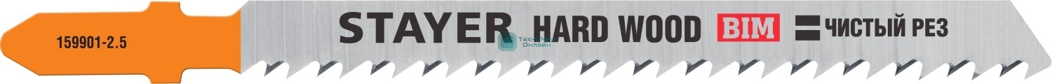 Полотна для эл/лобзика STAYER T101BF, Bi-Metal, по твердому дереву, Т-хвостовик, шаг 2,5мм, 75мм, 2шт, STAYER Professional
