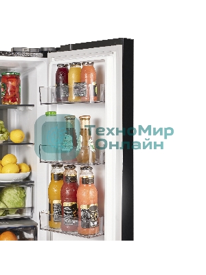 Холодильник Maunfeld MFF183NFBE черный трехкамерный инвертор 270/135л морозилка снизу, Total NoFrost, Side by Side