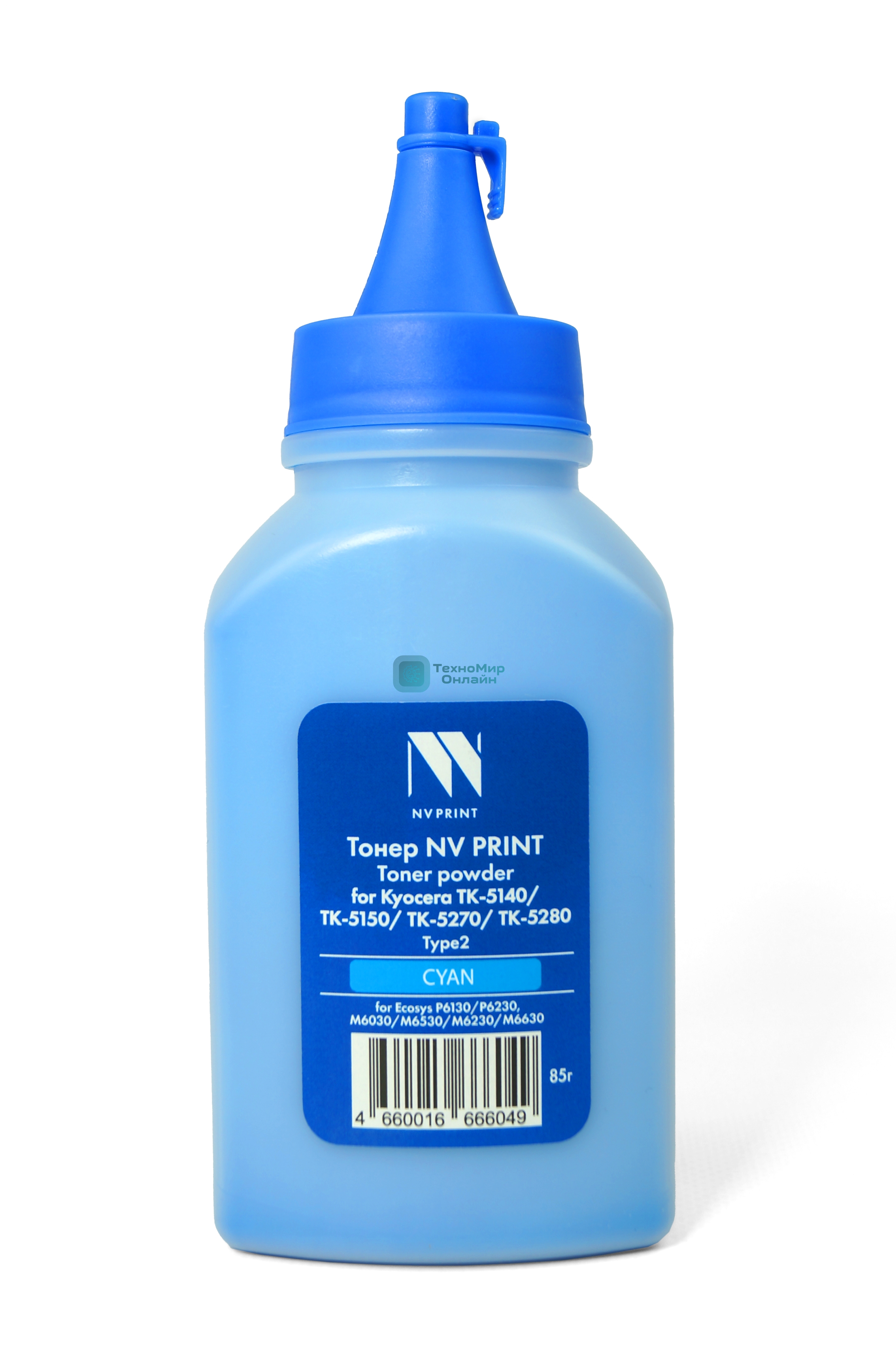 Тонер NVPrint для Kyocera ТК-5140/ТК-5150/ТК-5270/ТК-5280 Type2 (85г) Cyan совместимый