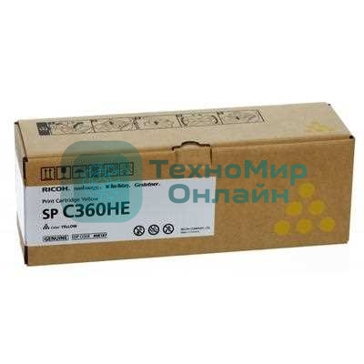 Картридж лазерный Ricoh SP C360HE желтый для SP C360DNw/SP C360SNw/SP C360SFNw/SP C361SFNw 6000 страниц.