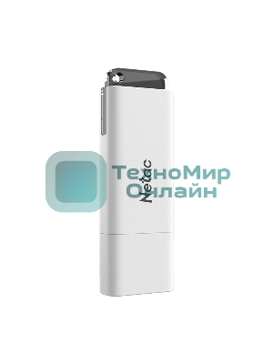 Флешка USB Netac U185 (NT03U185N-016G-20WH), 16Gb, USB 2.0, R/W 25/10, белый/серый