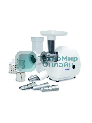 Мясорубка электрическая Аксион М25.02 белый, 1500 Вт, 1.7 кг/мин, защита от перегрузки, насадки - 7