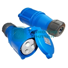 Вилка Lanmaster LAN-IEC-309-32A1P/F однофазная мама 32A 250V разборная синяя