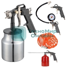 Набор пневмоинструмента PATRIOT KIT 5В5пр. краскопульт с н.баком пистолеты шланг5м пульверизатор
