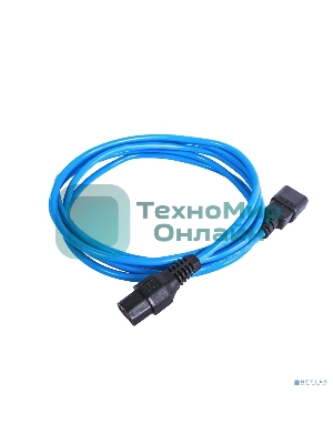 Шнур питания с фиксатором REM IEC 60320 C13/IEC 60320 C14, 10 А/250 В (3 * 1,0), длина 1,8 м, синий R-10-Cord-C13-C14-1.8-Blue
