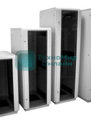 Шкаф телеком. напольный 42U (600x600) дверь стекло (ШТК-М-42.6.6-1ААА) (3 коробки)