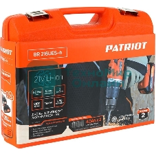 Дрель-шуруповерт аккумуляторная Patriot BR 216UES-h, Аккумуляторная, 21В, 2 АКБ, Кейс