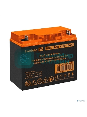 Аккумуляторная батарея ExeGate EX285662RUS HRL 12-18 (12V 18Ah, клеммы F3 (болт М5 с гайкой))
