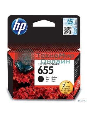 Картридж струйный HP 655 CZ109AE черный для HP DJ IA 3525/4615/4625/5525/6525 (550стр.)