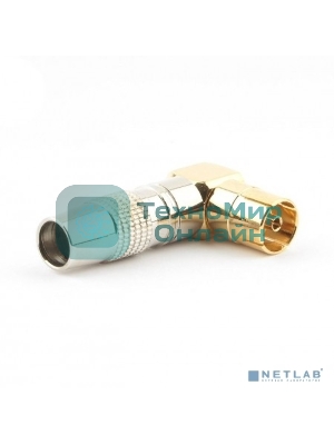 Разъем Cablexpert TVPL-08,TV (мама) позолоченный, латунь OD8.5, 90 градусов, блистер