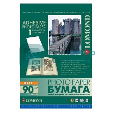 Самоклеящаяся фотобумага Lomond, матовая, A4, неделенная (210 x 297 мм), 90 г/м2, 25 листов.