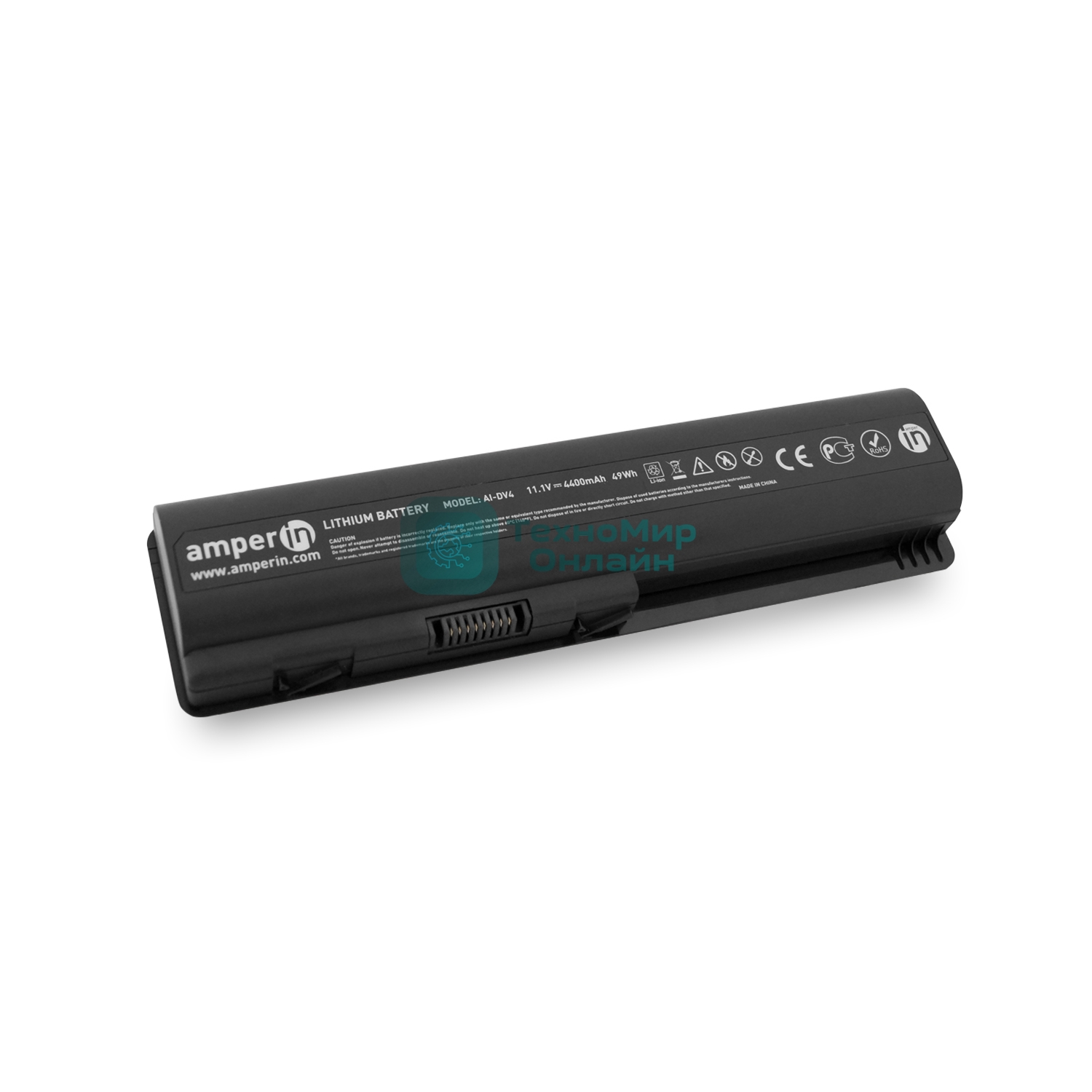 Аккумуляторная батарея Amperin для ноутбука HP Pavilion DV4, Compaq CQ40 11.1V 4400mAh