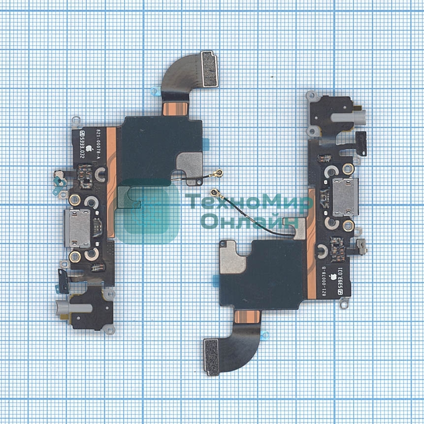 Шлейф разъема питания с аудио-разъемом для iPhone 6S черный
