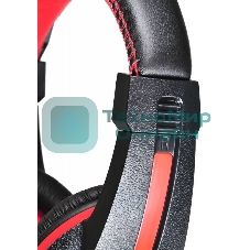 Гарнитура проводная с микрофоном Oklick HS-L200 черный/красный 2м мониторы оголовье (359484)