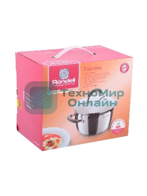 Кастрюля Rondell RDS-023 с\кр 18 см, (2,3л) Flamme (нерж.сталь 18/10,ручки из нерж.стали со вставкой силикон)