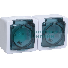 Розетка 2-м ОП Гермес Plus РСб22-3-ГПБд с защ. крышкой с заземл. IP54 (цвет крышки дымчатый) IEK ERMP22-K03-16-54-EC