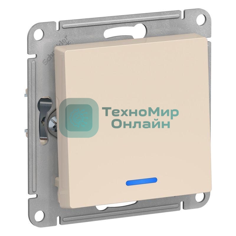Выключатель 1-клавишный с подсветкой, сх.1а, 10АХ, механизм, бежевый