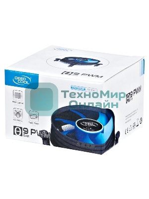 Кулер для процессора DEEPCOOL THETA 9 PWM черный/синий, 92 мм, алюминий, 3200 об/мин, 41.3 дБ, 4 pin, 95 Вт, 46.5 мм