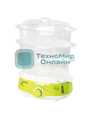 Пароварка электрическая Endever Vita-171, белый/зеленый, мощность 1000 Вт, объем 11 л