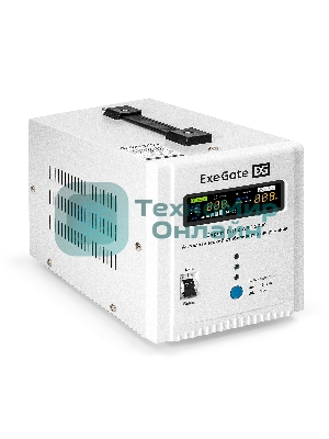 Стабилизатор напряжения ExeGate Expert Turbo AST-3000 (3000ВА, вход 80-260В, цветной дисплей, выход 220В±8%, КПД 98%, 5 уровней защиты, метал. корпус, 2*Schuko+клем.колодка, RTL)