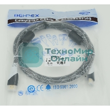 Кабель HDMI Ver.1.4 черный jack HDMI(19pin)/HDMI(19pin) 1.8м феррит.кольца позолоченные контакты