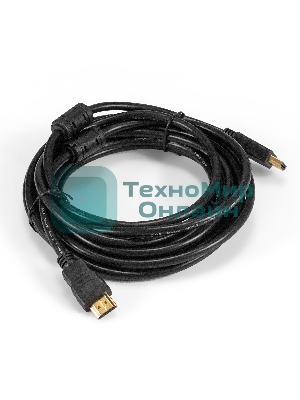 Кабель HDMI ExeGate EX-CC-HDMI-5.0F (19M/19M, 5м, v1.4b, ферритовые кольца, позолоченные контакты)