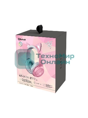 Беспроводные наушники Razer Kraken Kitty V2 BT Quartz Edition розовый, охватывающие, Bluetooth, RGB-подсветка (ушки), до 40 ч