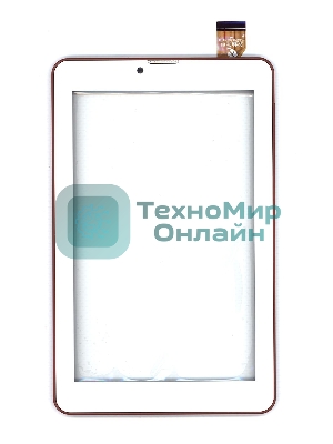 Сенсорное стекло (тачскрин) для Irbis TZ753, белое с коричневой рамкой