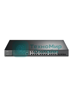 Коммутатор JetStream 28-port Gigabit L2+ Managed Switch with 24-port PoE+, PoE budget up to 384W, support SDN
