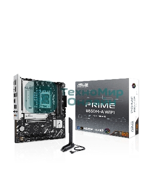 Материнская плата ASUS PRIME B850M-A WIFI, AM5, AMD B850, 4xDDR5, 4xSATA, 3xM.2, 1xPCIe 5.0 x16, 1xPCIe 4.0 x16, 1xHDMI, 2xDP, 1x2.5Gb LAN, Wi-Fi 6E, Bluetooth 5.3, 2xUSB-A 10Gbps, 2xUSB-A 5Gbps, 4xUSB-A 2.0, 3x3.5 мм, 7.1, mATX