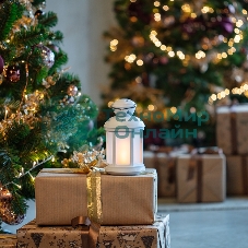 Декоративный фонарь Neon-night 12х12х20,6 см, белый корпус, теплый белый цвет свечения с эффектом пламени свечи Neon-night