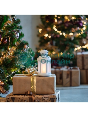Декоративный фонарь Neon-night 12х12х20,6 см, белый корпус, теплый белый цвет свечения с эффектом пламени свечи Neon-night