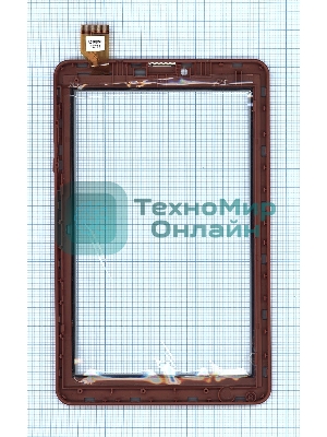 Сенсорное стекло (тачскрин) для Irbis TZ753, белое с коричневой рамкой