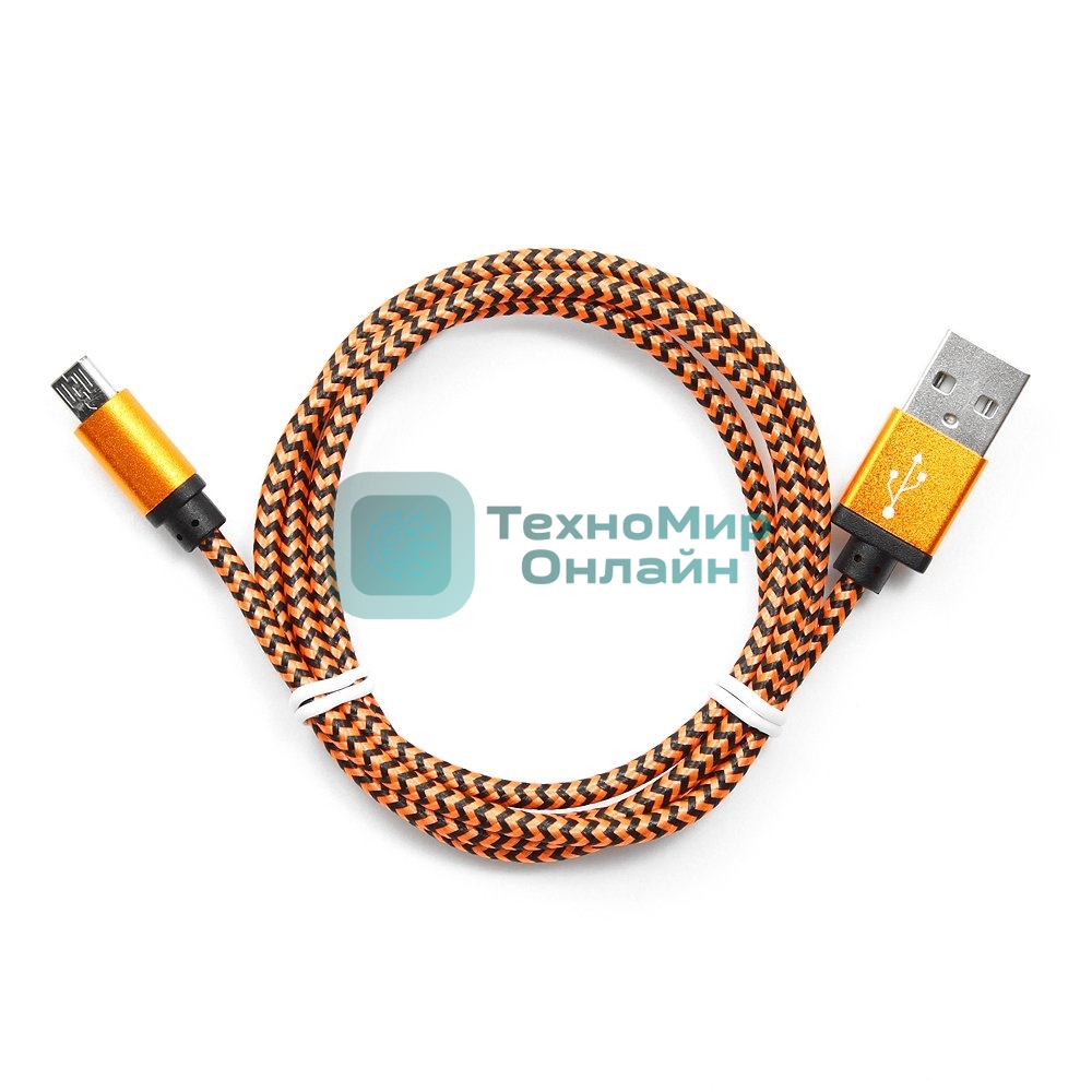 Кабель Gembird USB 2.0 Cablexpert AM/microBM 5P, 1м, нейлоновая оплетка, алюминиевые разъемы, оранжевый, пакет