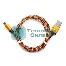 Кабель Gembird USB 2.0 Cablexpert AM/microBM 5P, 1м, нейлоновая оплетка, алюминиевые разъемы, оранжевый, пакет