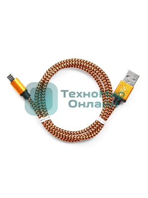 Кабель Gembird USB 2.0 Cablexpert AM/microBM 5P, 1м, нейлоновая оплетка, алюминиевые разъемы, оранжевый, пакет