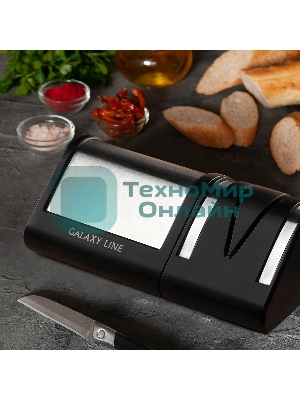 Электрическая точилка для ножей LINE GL 2442, черный/серебро мощность 18 Вт, идеальная заточка любых ножей: металлических, кухонных, керамических, спортивных, складных. Отличный результат в домашних условиях, время заточки 1 минута. Точильные элементы с алмазным покрытием, 2 этапа обработки лезвий ножей, съемный точильный блок, 220-240 В, 50 Г